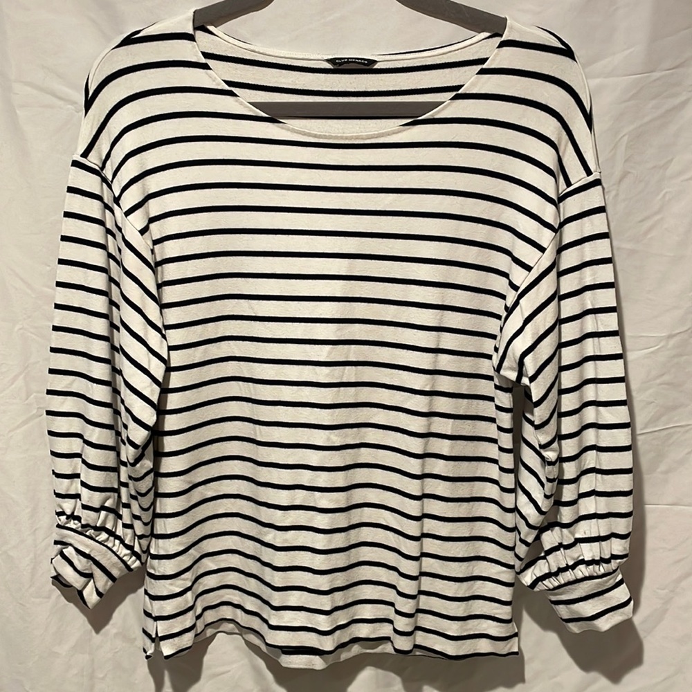 Club Monaco Heavy material navy/white stripe long sleeve top
